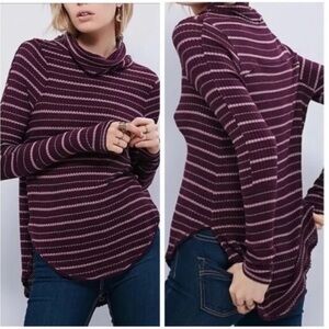 Free People/We the free Kristine drippy thermal cowl neck long sleeve top